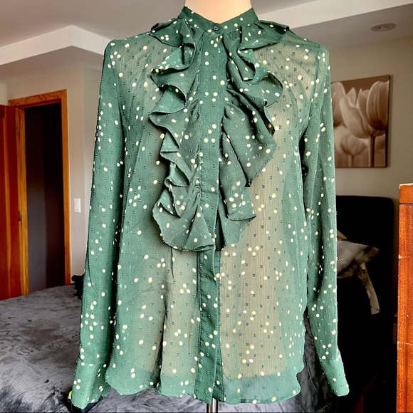 Plumeti shiffon ruffled blouse sz 8 like new - Picture 6 of 17